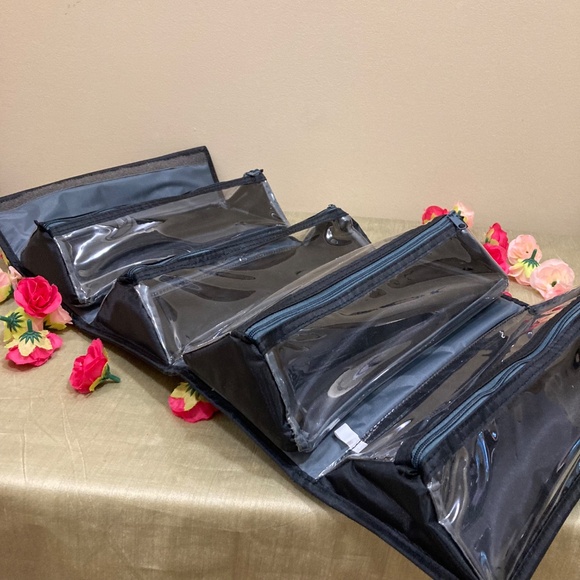 NWT JM New York Roll & Go Travel/Makeup Bag, 7" x 4.5" x 4.5", Black - Picture 4 of 10